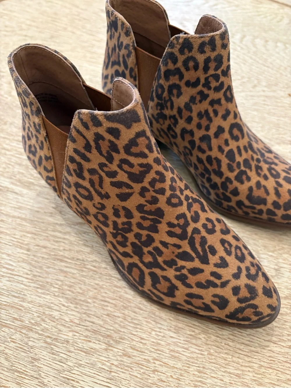 Seychelles Leather Suede Pull-On Leopard Print Ankle Booties